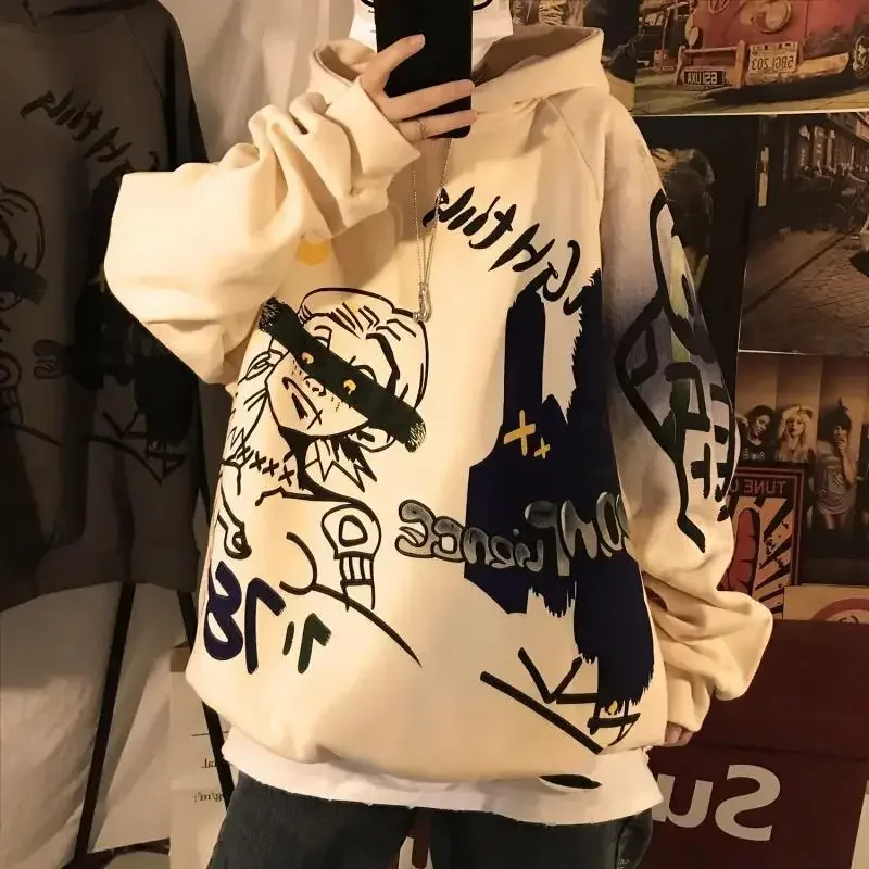 Male Hoodie Printing Men's Hooded Sweatshirt Loose Winter Y2k Vintage Cotton Warm Tops Clothing Deals Cheap One Piece 90s Simple