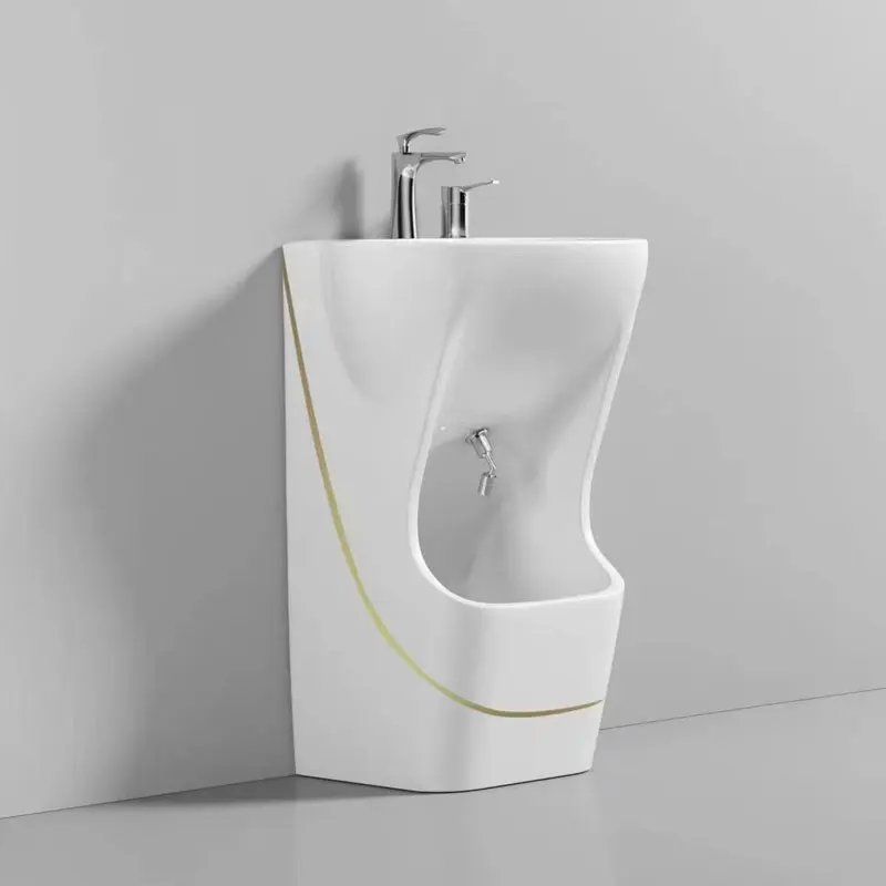 Modern new design ceramic foot wash basin white integrated independent bathroom sink
