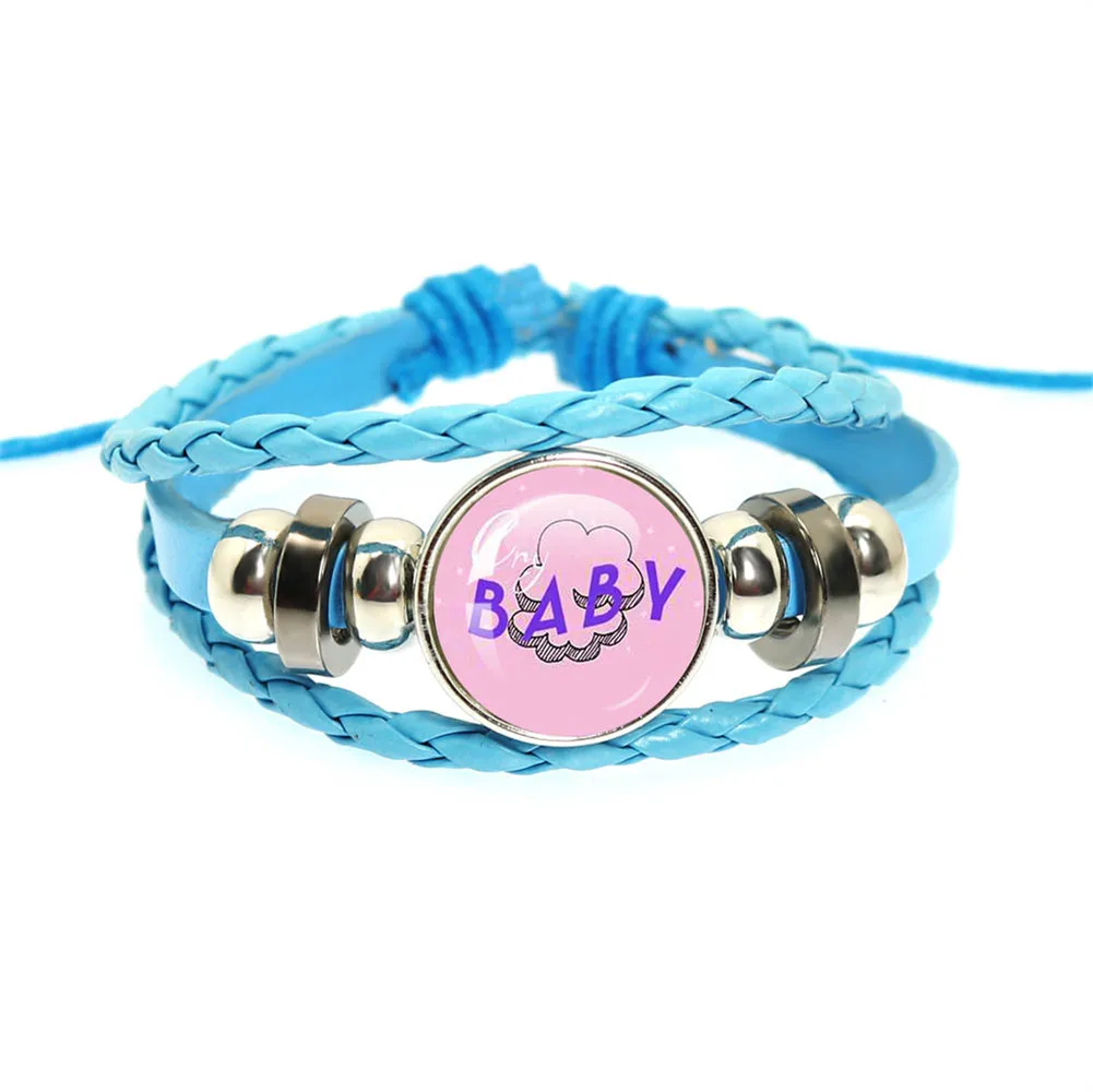 Singer Melanie Martinez Crybaby Blue Leather Bracelets Album Pattern Glass Dome Cabochon Bangles Music Artist Jewelry Fans Gifts