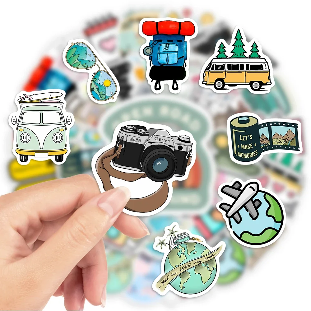 Cute Cartoon World Travel Stickers DIY Toy Gift Decorative Graffiti Decal for Phone Luggage Laptop Bottles Scrapbook Waterproof