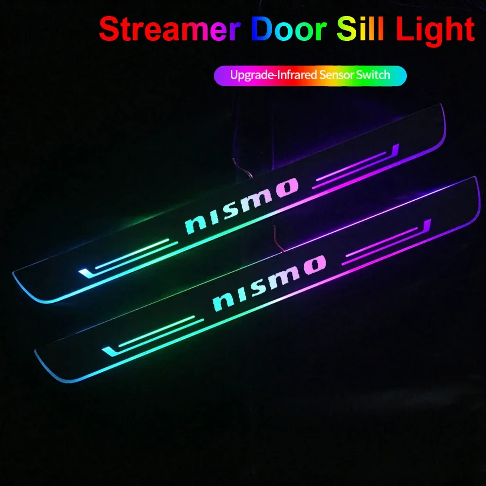 Atmosphere Streamer Lamp for Nissan NISMO Car Front Rear Door Threshold Acrylic Projector Entry Pedal USB Charging Accessories