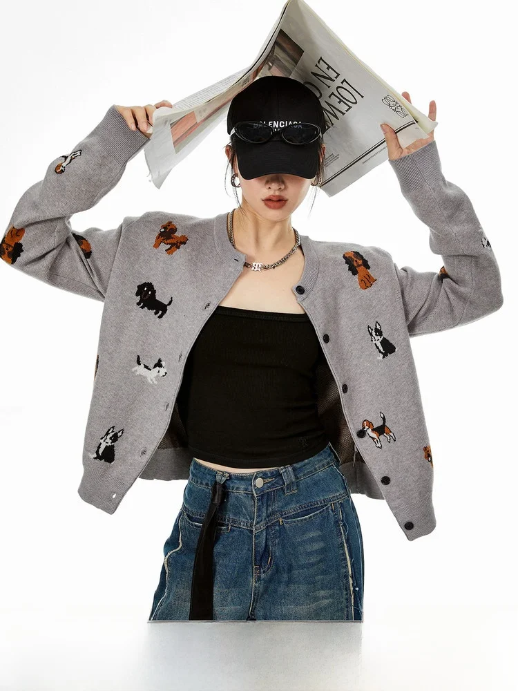 

Облегающий американский вязаный кардиган Slim Fit, женский осенне-зимний свитер, топ Lazy Sle, Новое поступление