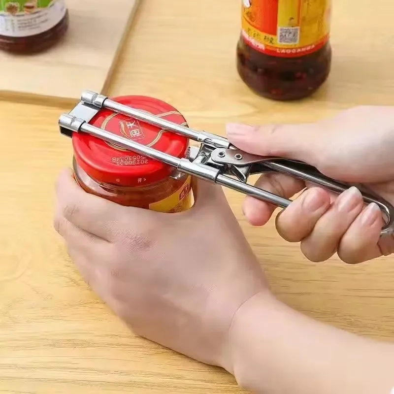 Can Opener Adjustable Stainless Steel Non-Slip Multifunction Manual Jar Bottle Bottle Lid Opener Gadget Home Gadgets Accessories