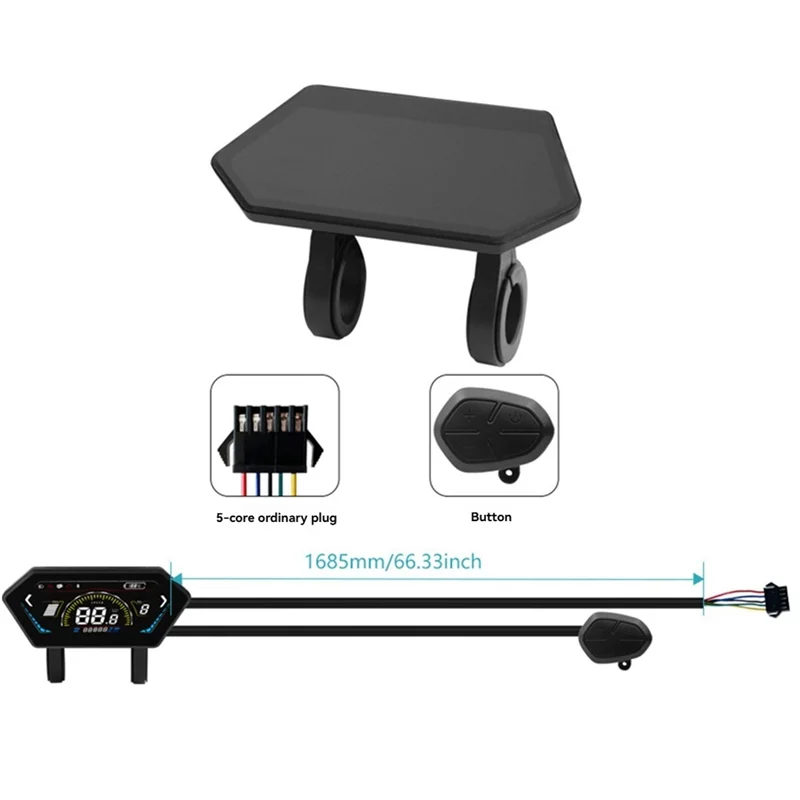 AliExpress NONE AC57-UKS6 Electric Scooter LCD Meter 24V-72V Color Screen E-Bike Smart Display Electric Bicycle Dashboard SM 5PIN