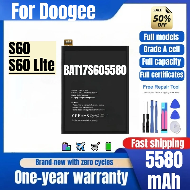 

BAT17S605580 for Doogee S60/S60 Lite Phone Battery 0Cycle High Quality High Capacity Replacement Bateria Grade A Cell with Tools