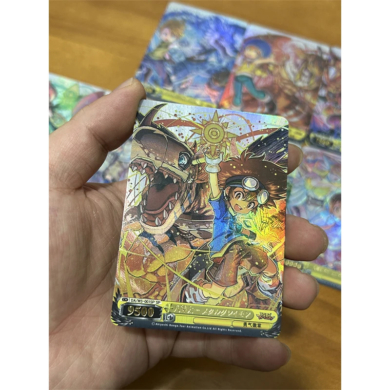 Digimon Adventure Anime Characters Greymon Metal Greymon DIY Homemade Bronzing Game Toys Collection Card Christmas Birthday Gift