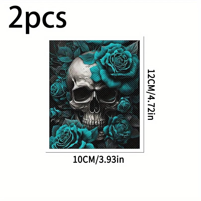 

2Pcs/set Teal Skull Rose Vinyl Stickers Waterproof Decals for Motorcycle Handlebar Bike Scooter Gothic Decor
