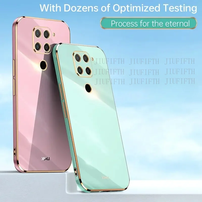 

Casing For Xiaomi Redmi Note 9 Note9 Xiomi10x Solid Color Straight Edge 6d Plating Phone Case Anti-Shock TPU Soft Back Cover