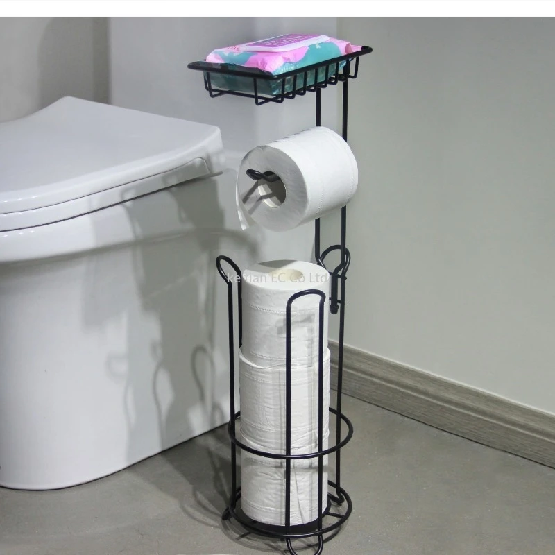 

Vertical household wrought bathroom shelf Circular paper storage accessories