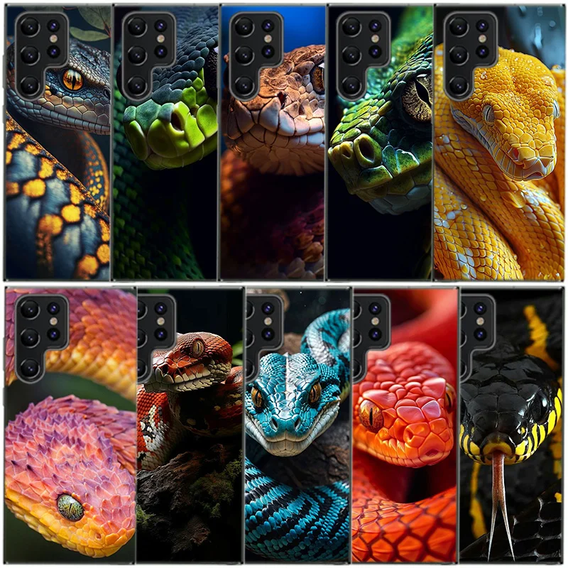 Forest Vipers And Pythons Clear Phone Case For Samsung Galaxy S20 S21 S23 FE S22 Plus S24 Ultra S10 S10E S9 S8 Soft Back Cover