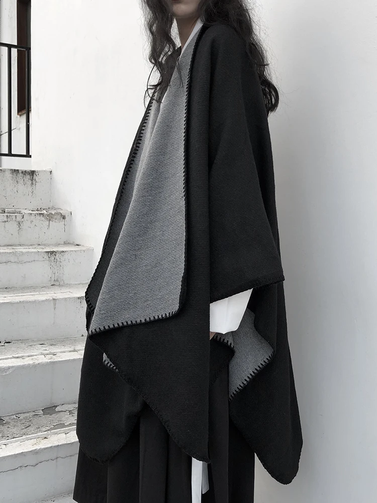 

Elegant Double-Sided Cashmere-Imitated Shoulder Wrap Scarf Thickened Autumn Winter Women's Style Soft Versatile Warm Cotton F...