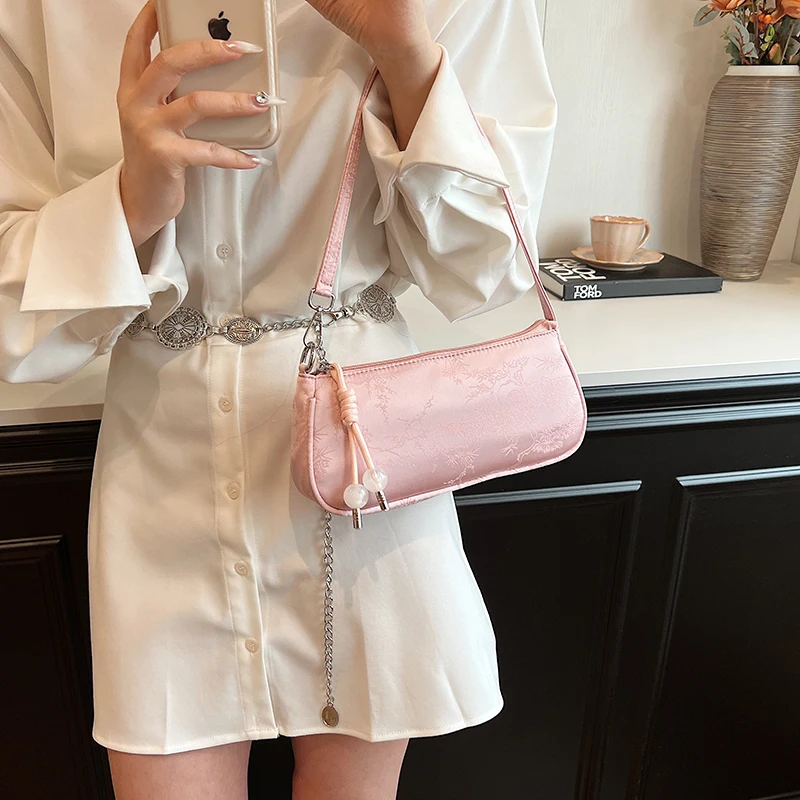 Chinese Style Small Cloth Underarm Bags for Women 2024 Luxury Designer Brand Fashion Handbags and Purses Quality Shoulder Bag