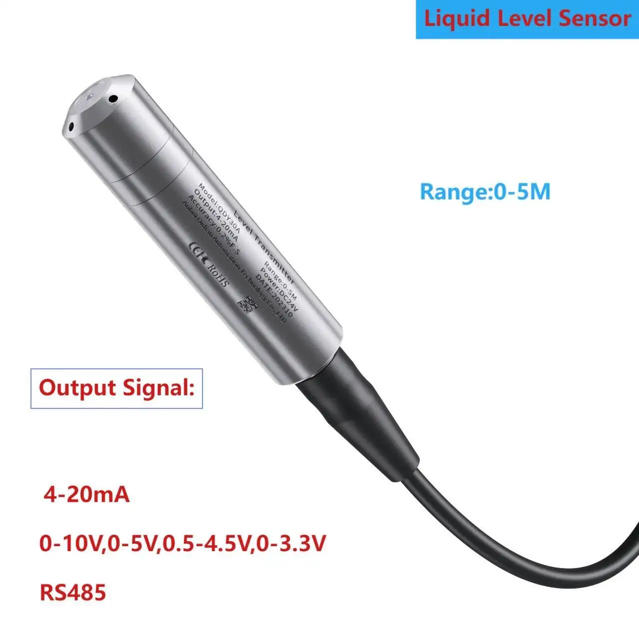 

1M-5M Submersible Sensor For Tank 4-20Ma Liquid Probe Water Level Transmitter Transducer 0-10V