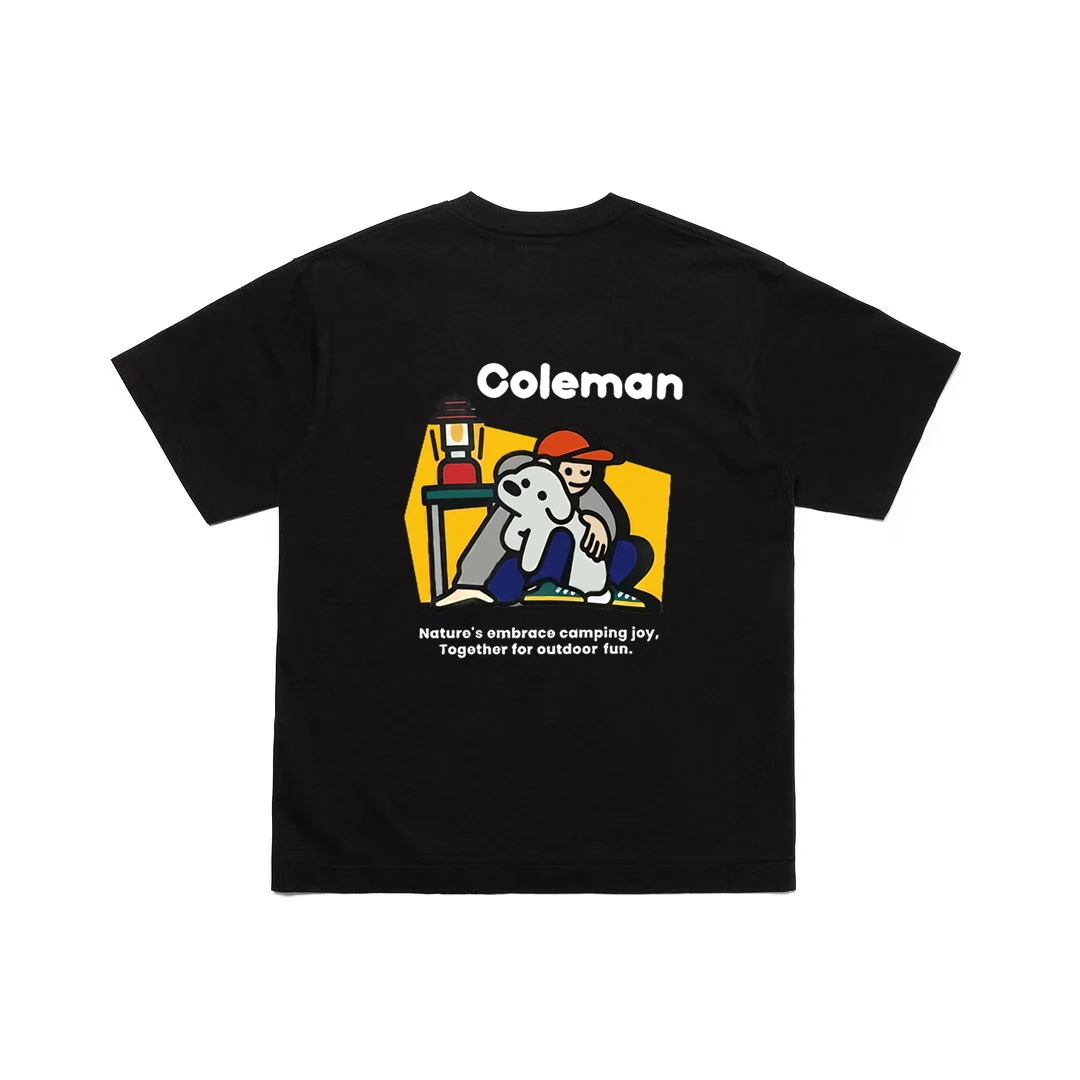 coleman Fashion Short Sleeve T-shirt for Men 2024 Summer New Camping Outdoor Cotton Loose Casual Plus Size Half Sleeve For Women