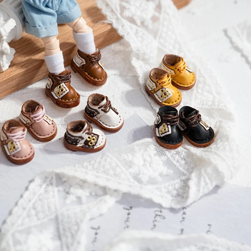 

Ob11 Baby Shoes 1/12 bjd Handmade Cowhide Shoes GSG Body9 YMY Hooked doll Boots