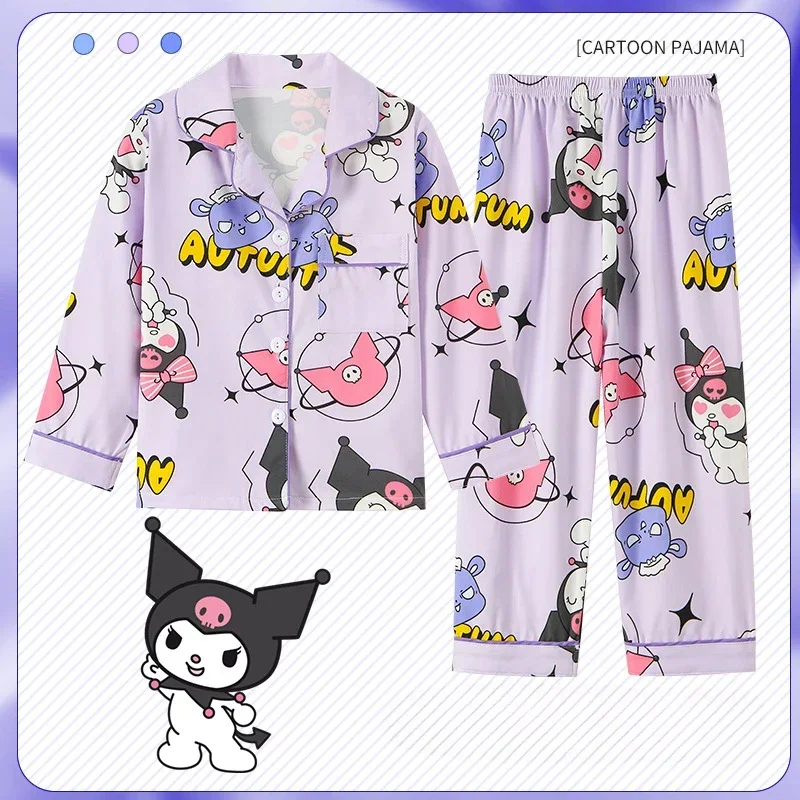 

Miniso 2pcs Kid's Autumn Pajamas Long Sleeve Top & Pants Set Cute Cartoon Print Loungewear Children Comfy Casual Loose Cardigan