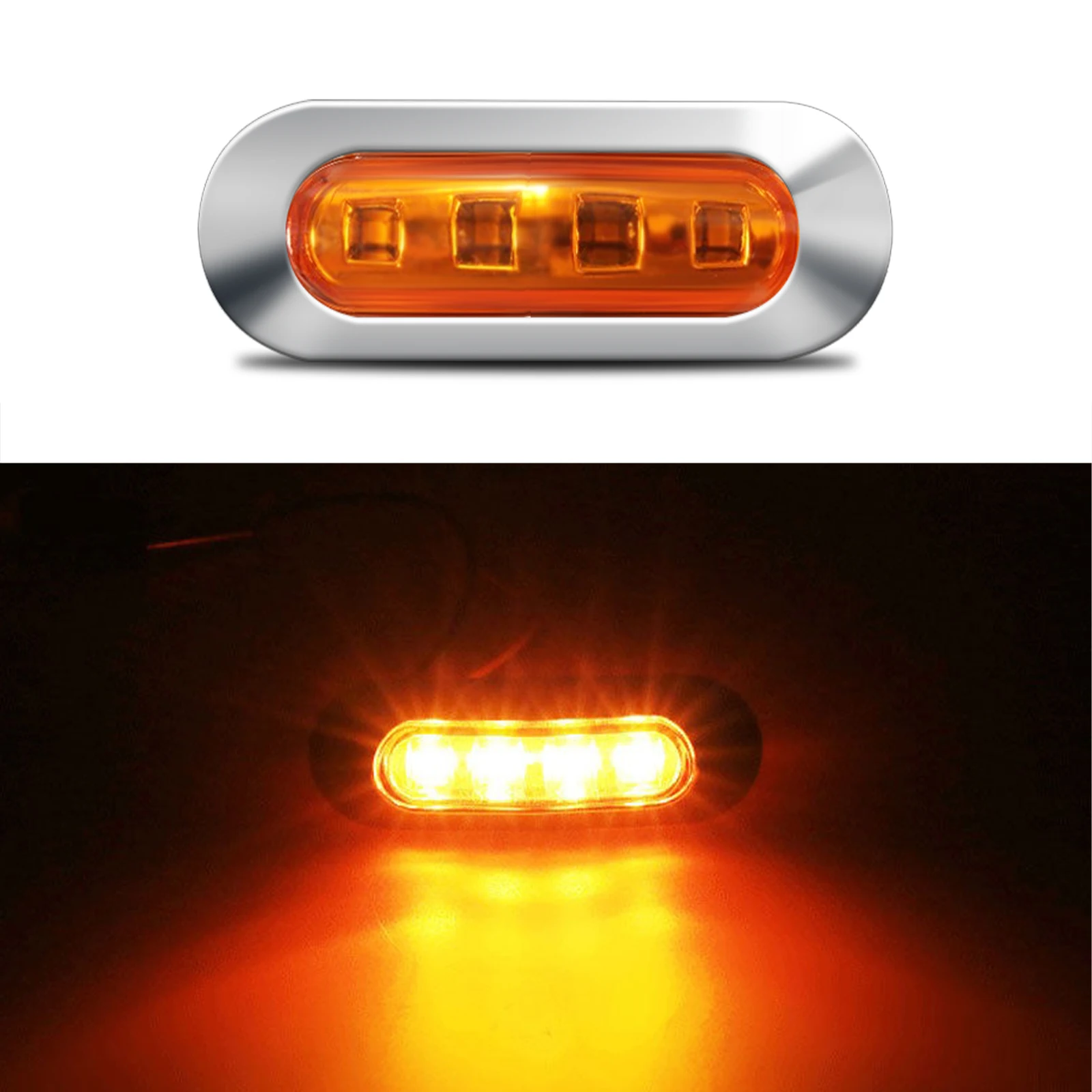 10PCS LED Side Marker Indicator Car Lights Front Rear Tail Clearance Lamp DC 12V-24V Universial for Bus Truck Lorry Trailer Boat