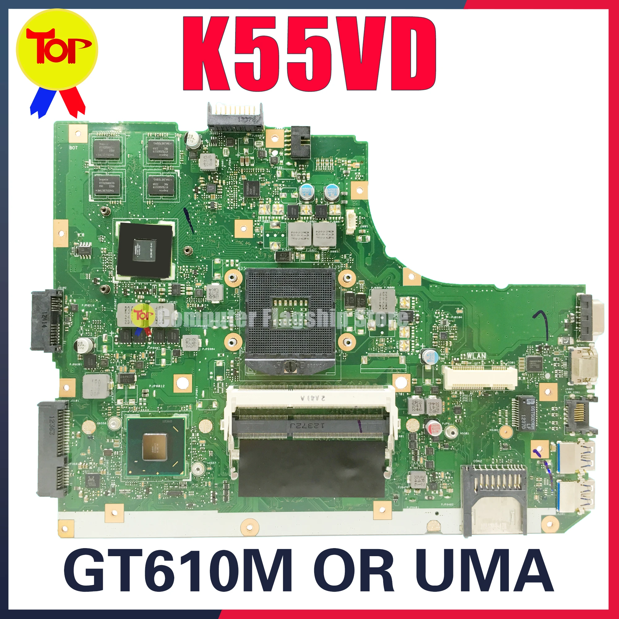 

KEFU K55VD Laptop Motherboard For ASUS K55V A55V K55A GT610M V2G OR UMA I3 I5 CPU Mainboard 100% Working