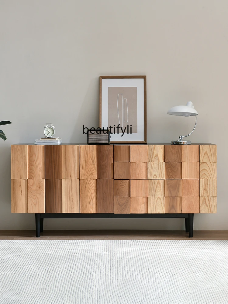 Sili Style Sideboard Cabinet North America Black Walnut Pure Solid Wood Locker Modern Minimalist Entrance Bedroom Storage