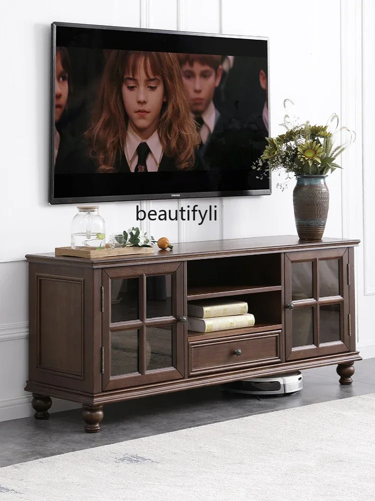 

K185 American-Style Solid Wood TV Cabinet Walnut Nostalgic Antique So Easy So Beauty Floor Cabinet Tailstock Bedroom High Cabine
