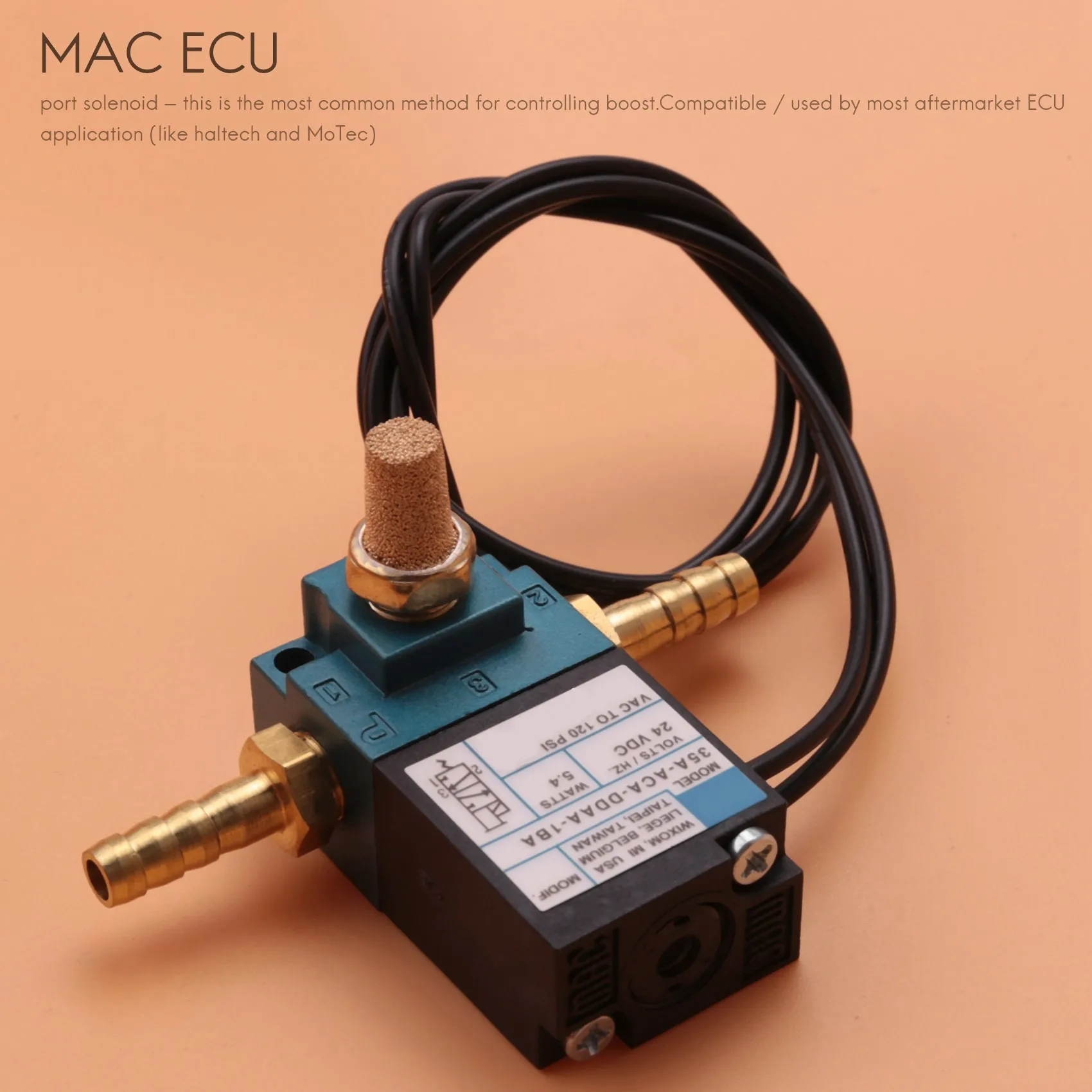 

Must Have DC 24V 5.4W ECU 3 Port Electronic Boost Control Solenoid Valve 35A-AAA-DDAA-1BA With 3Pcs Fittings Kits