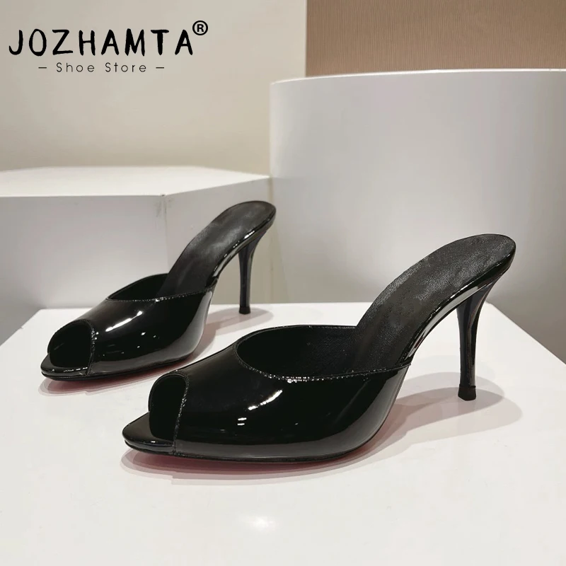 Women's Leather Peep Toe High Heel Sandals - Summer Party Shoes