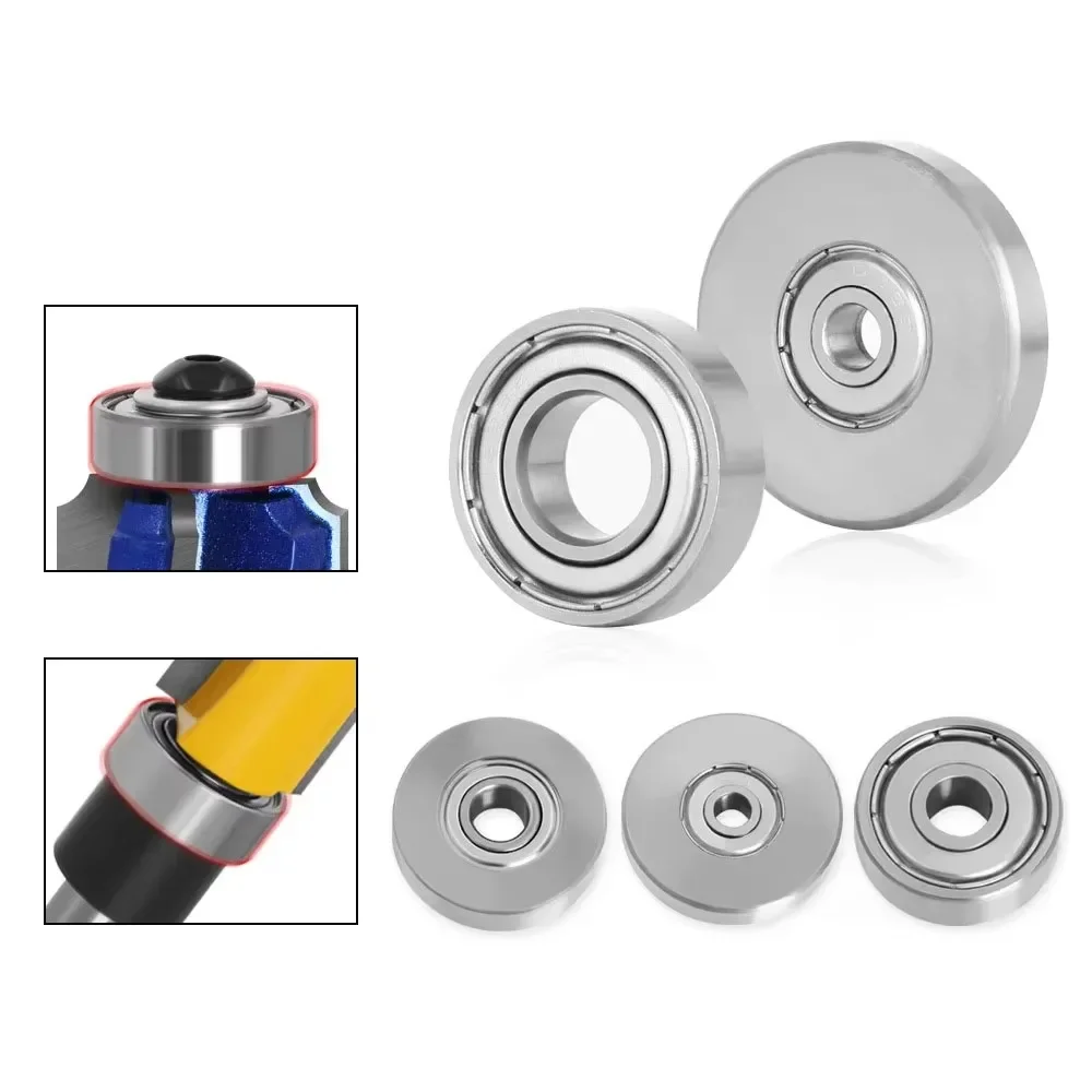 Durable Steel Bearings Accessories Kit Fits for Router Bits Heads and Shank Top Mounted 1/2, 3/8, 3/4 Bearing & Stop Ring