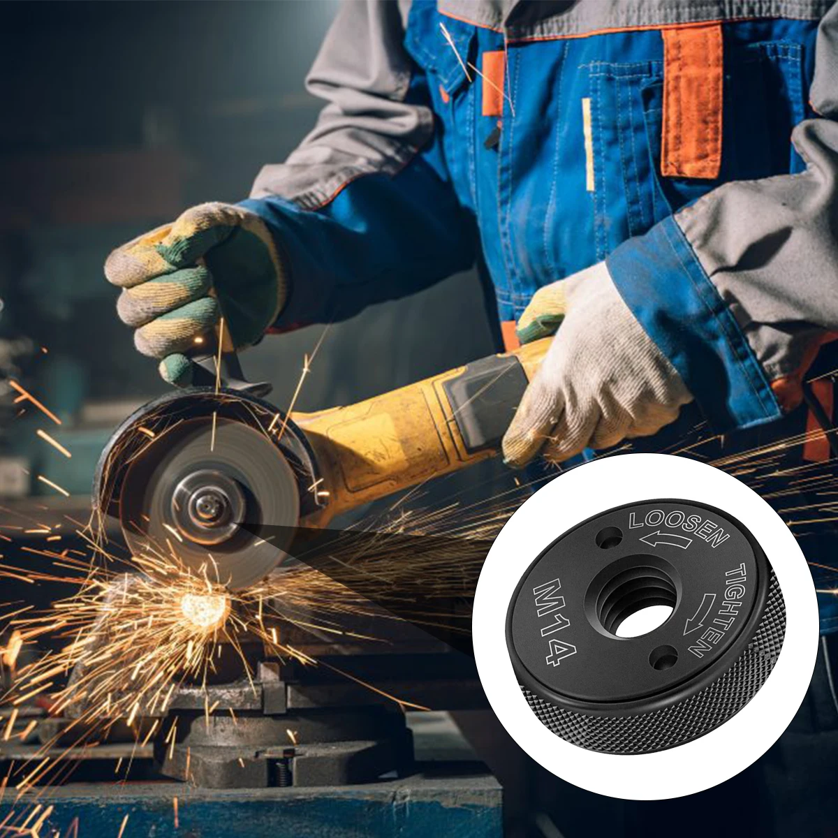 

1Pcs Practical M14 Angle Grinder Quick Release Nut Self Locking Grinder Pressing Plate Flange Nut Power Chuck