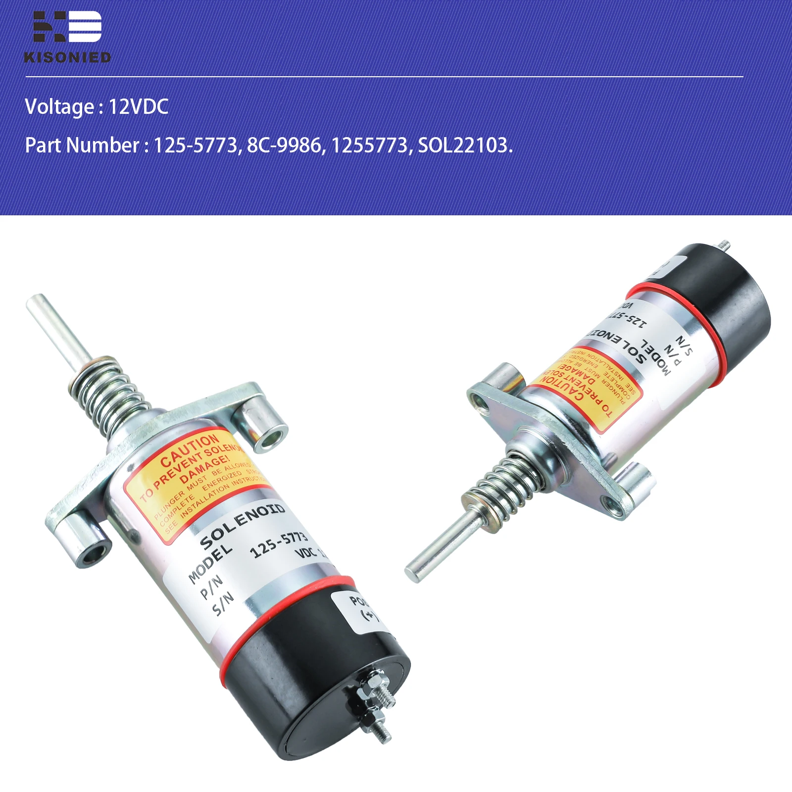 125-5773 Fuel Shut Off Solenoid 8C-9986 for Caterpillar Engine SR4 3204 3304 3304B 3306 3306B 3306C HT400-2 Terminals 12V