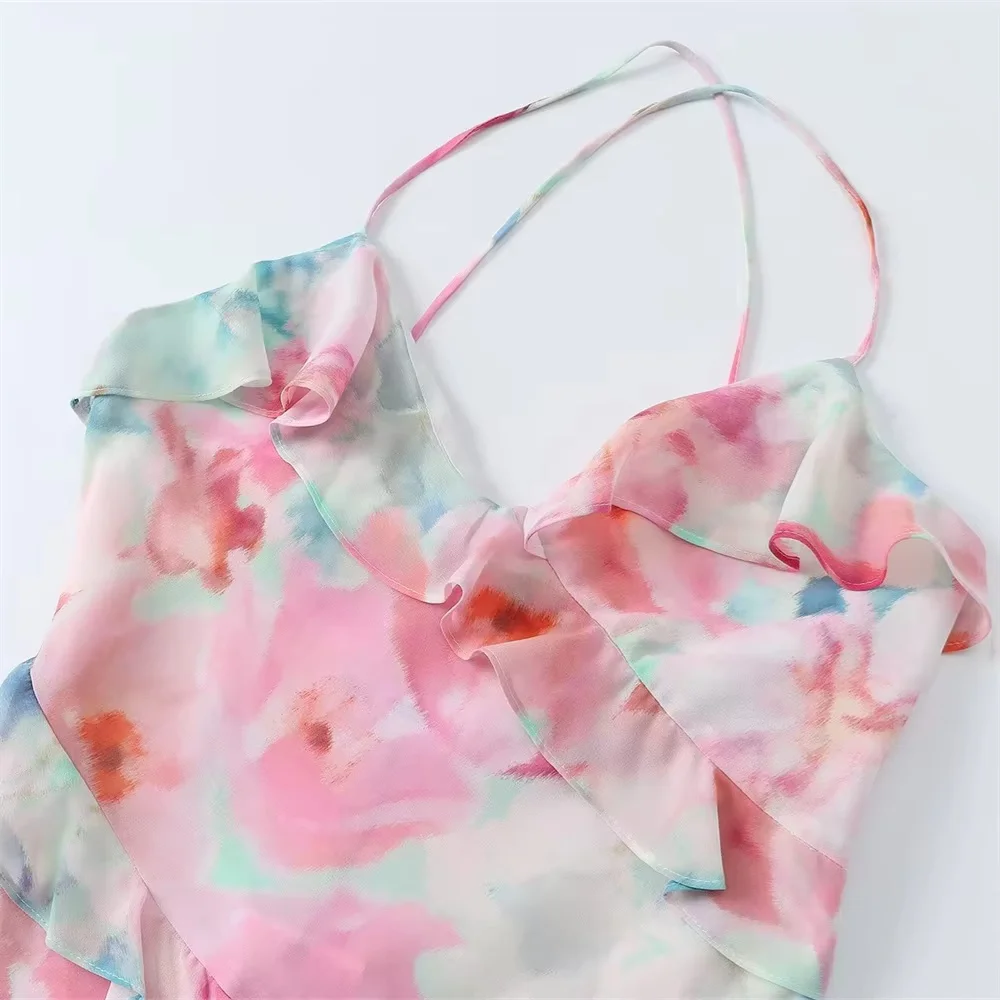 New Women's Fashion Casual Printed Sleeveless Style Strap Dress