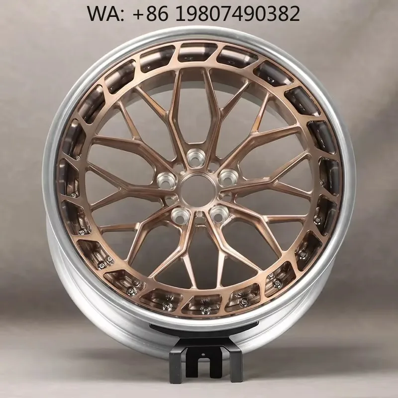 18-22 Inch Lightweight Concave Bronze 2-Piece Forged Wheels 5x114.3 PCD Polished Finish Aftermarket Auto Rims