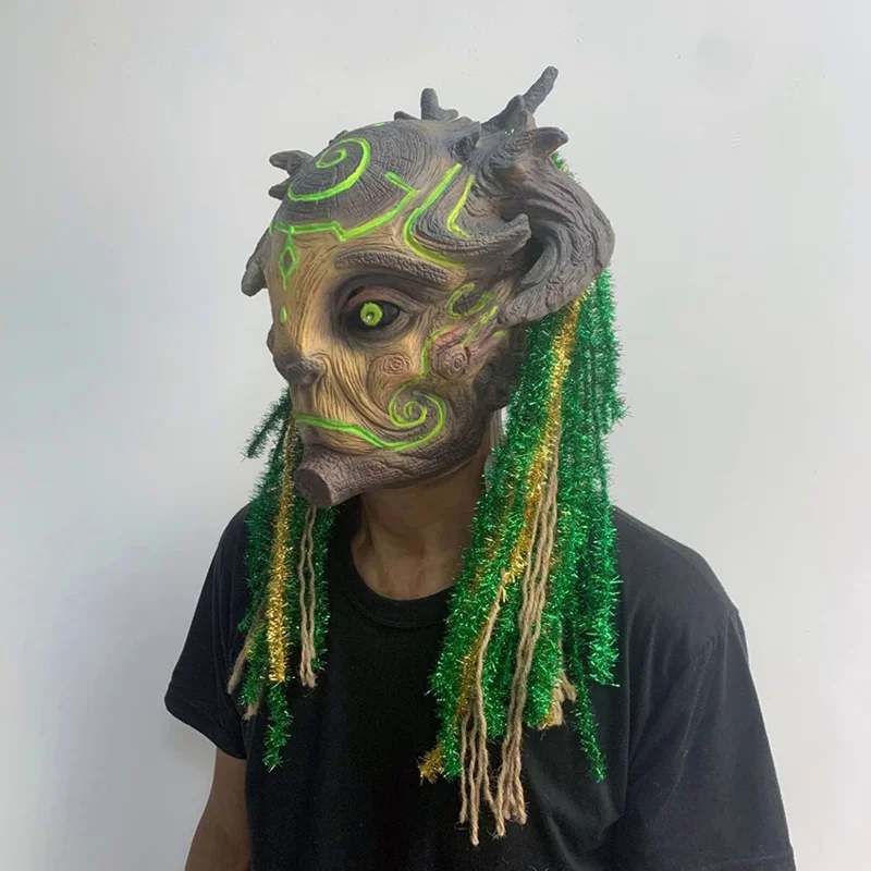 Árvore de Halloween Homem Velho Assustador Horror Máscara, Espírito Verde da Floresta, Zumbis, Fantasma Assustador, Máscara Demoníaca Assustadora, Festa de Carnaval