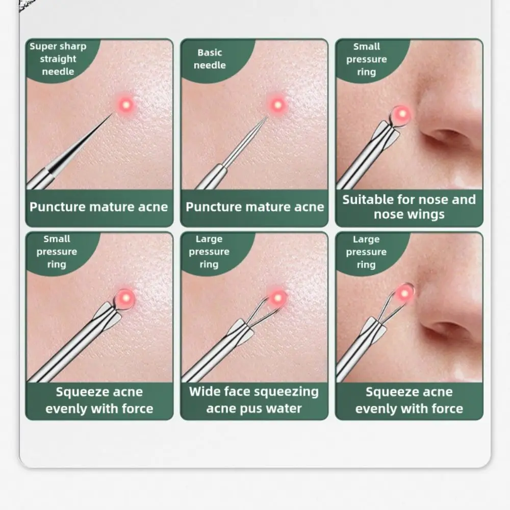 Ago curvo premium per l'acne Kit professionale per la cura della pelle del viso Pinzette per punti neri Strumento per la rimozione delle imperfezioni in acciaio inossidabile ad alta durezza