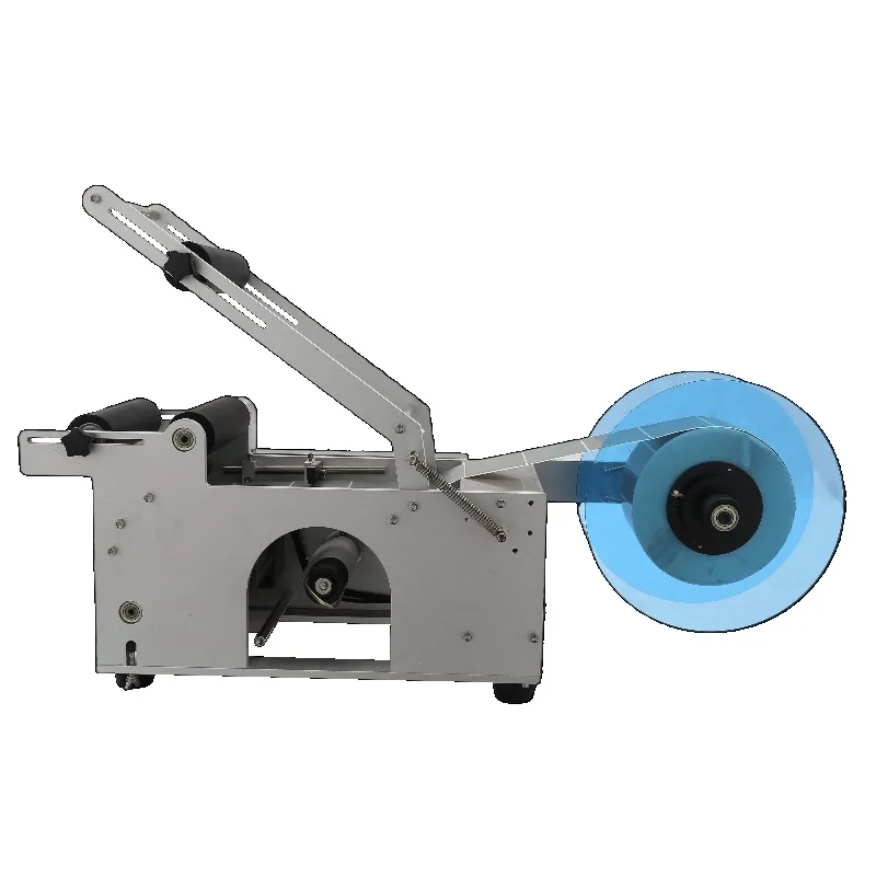 

Manual mineral water plastic round bottle labeling machine, round bottle sticker label packaging machine