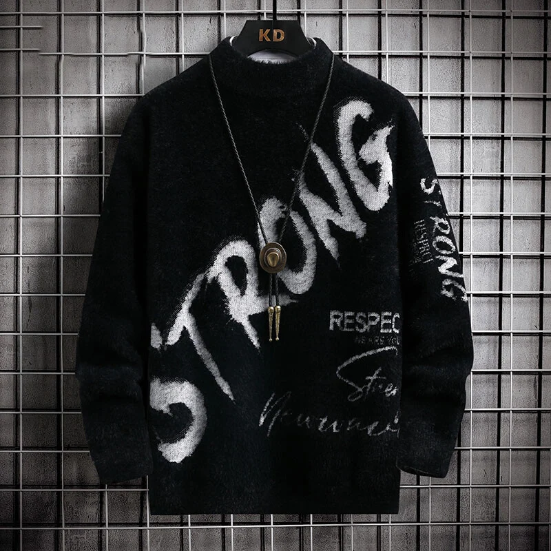 

Мужской утепленный вязаный свитер с высоким воротником и длинными рукавами, теплый зимний свитер, повседневный свободный крой, вязаная кофта JXAETE Brand