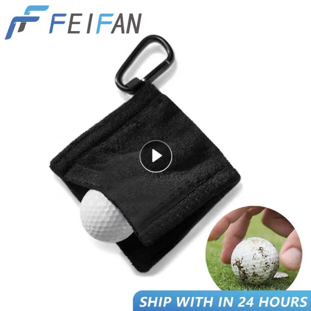 Square Microfiber Golf Ball Cleaning Towel With Carabiner Hook Water Absorption Clean Golf Club For Head Wipe Cloth Clean