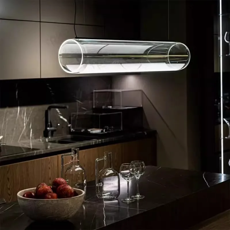 

Spanish Restaurant Island chandelier modern simple art one line glass Nordic lamp