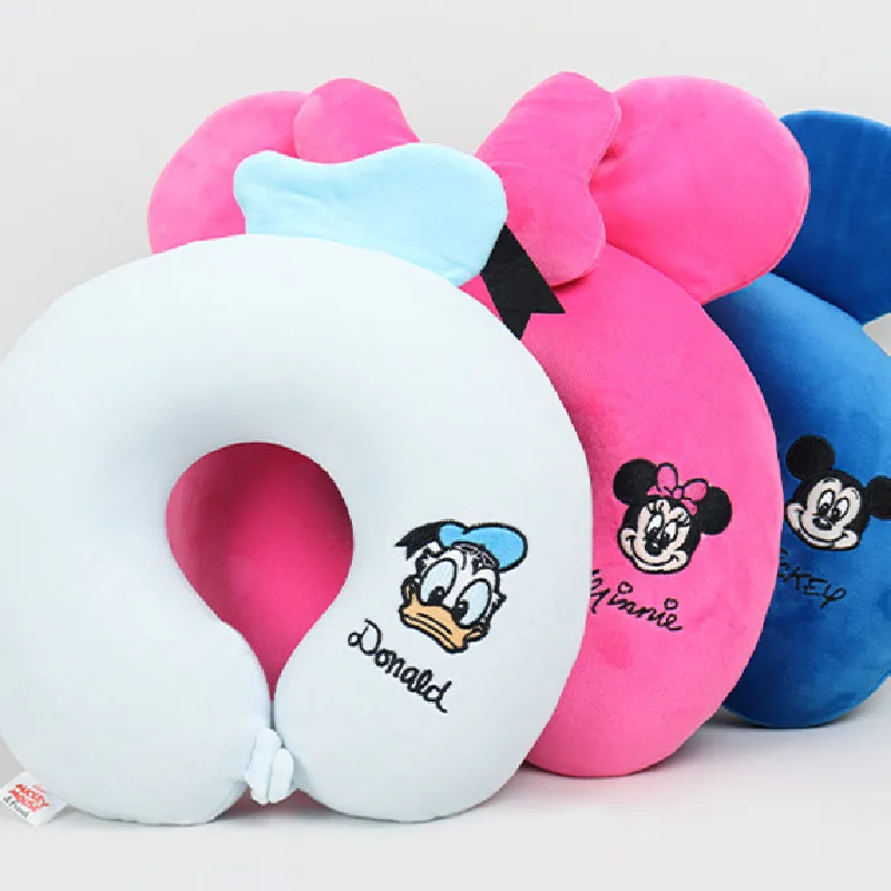 Disney Kawaii Donald Duck Minnie Cute Plush U-Shaped Neck Guard Pillow Cushion Travel Relax Cartoon Anime Decoration Adult Gifts