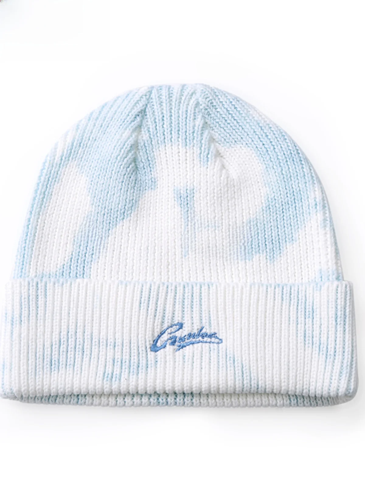 guuka-trendy-blue-white-dyed-hat-couple's-thickened-sports-knitted-cap-casual-high-breathability-non-folding-winter-wear