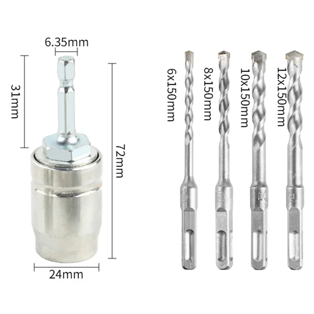 10mm Electric Hammer Converter Applicable For Electric Pick Chiseling Built-in High Spring Design Compatible With Hand Drills