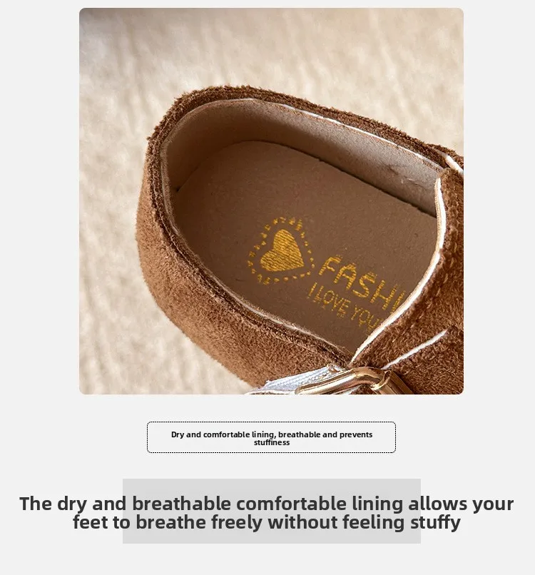 2026 Neue Freizeitschuhe für Jungen und Mädchen, modische Kinderschuhe mit Schnalle, runder Zehenpartie, im britischen Stil, Loafer, Unisex-Schuhe für Kinder, Baby-Laufschuhe – Detail 4