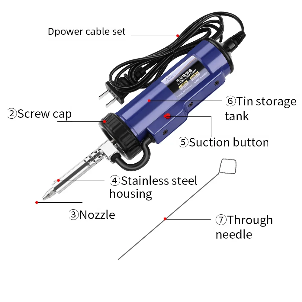 LUXIANZI-pistola de estaño de succión eléctrica, potente bomba para desoldar, herramientas de soldadura manual, eliminación de soldadura al vacío,