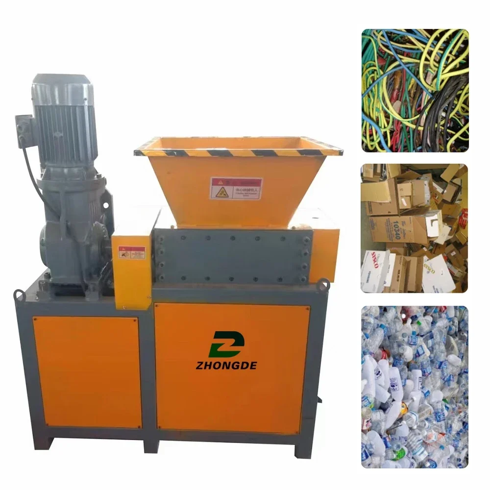 CE certified small scrap metal crusher solid waste PVC plastic double-shaft recycling machine industrial shredder