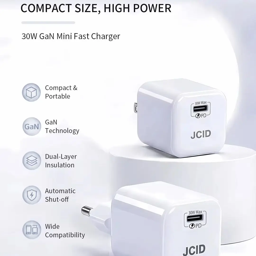 JCID GaN Charger 30/45/67W Fast Charging for Phones And Tablets Multi-Device Compatible with Auto Shut-off Charging Tools