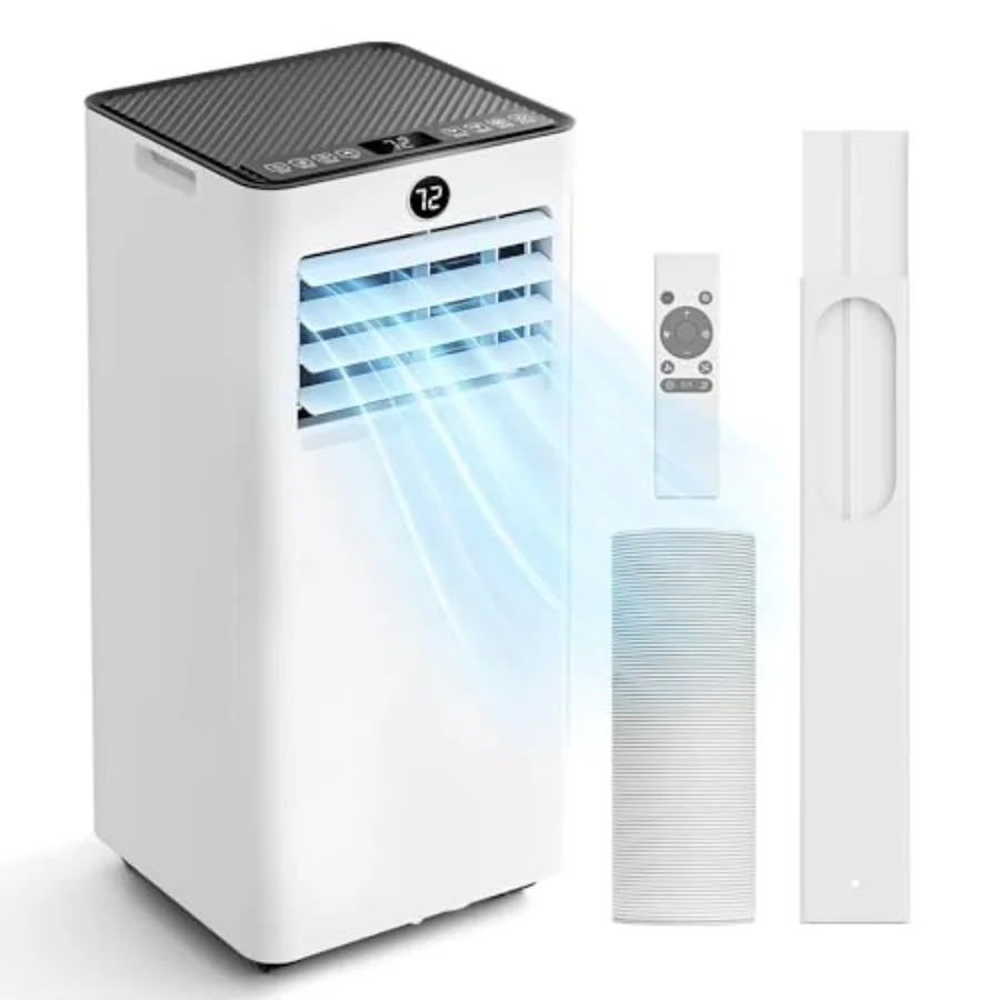 

Bedroom portable air conditioner, 8000 BTU, upgraded 4-in-1 unit cool/dehumidify/fan/sleep,white, cools up to 350 sq.ft, includ