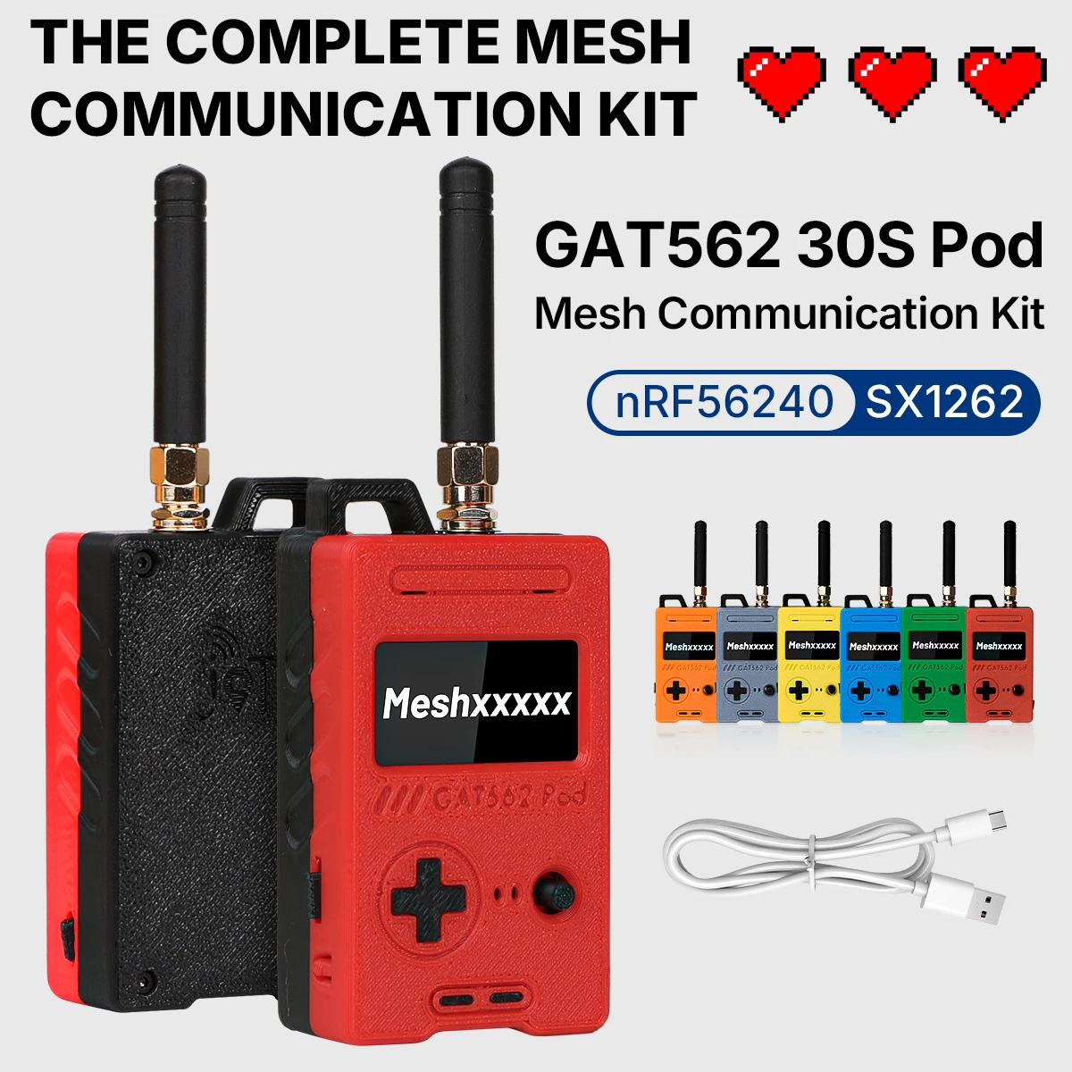 GAT562 30S Pod 30dBm High Power SX1262 NRF52840 LoRa Module Compatible Meshtastic Meshcore Radio Node Kits 433mhz/868mhz/915mhz