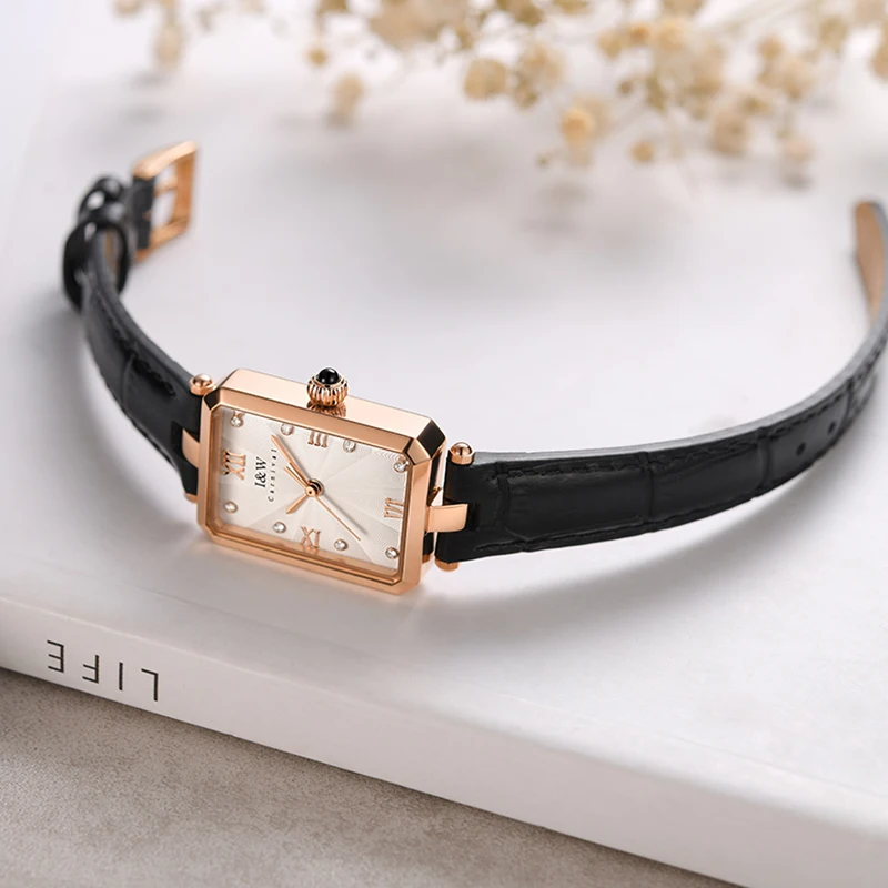 Rectangle Watch for Women Switzerland I&W Retro Quartz Womens Watches Top Brand Luxury 2022 Leather Band Waterproof Montre Femme