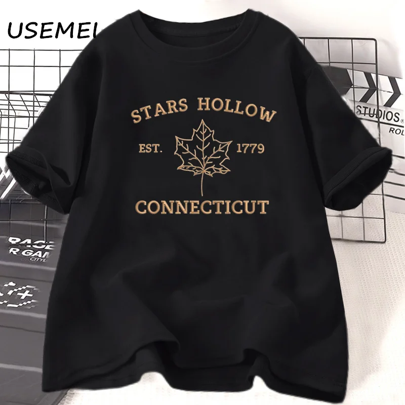 QUEDA Estrelas-Hollow Crewneck T-shirt, Coffee Books, Halloween Tshirt, Thanksgiving Graphic Tees, Algodão Short Sleeve Clothing, Outono