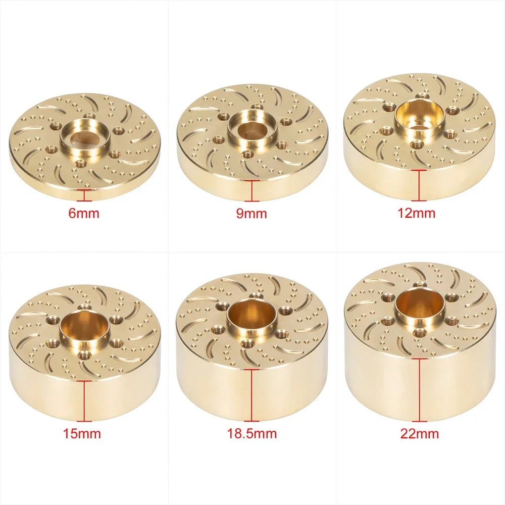 6MM 9MM 12MM 15MM 18.5MM 22MM Brass Wheel Hub Hex Adapter Brake Disc Weights for 1.9 2.2 Beadlock Wheels SCX10 TRX4 Capra Wraith