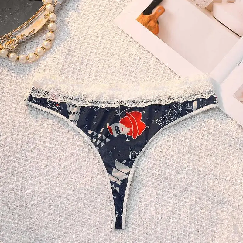 Lencería de estilo navideño para mujer, bragas sexis cómodas y amigables con la piel de cintura baja, ropa interior de algodón, regalo de fiesta japonés